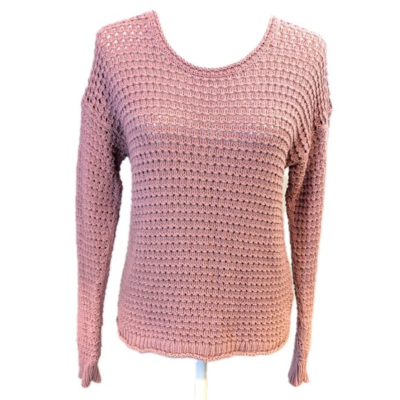 Madewell | Oversized Open-Stitch Summer Sweater Pink Austen Pullover | Size XS - Picture 5 of 11